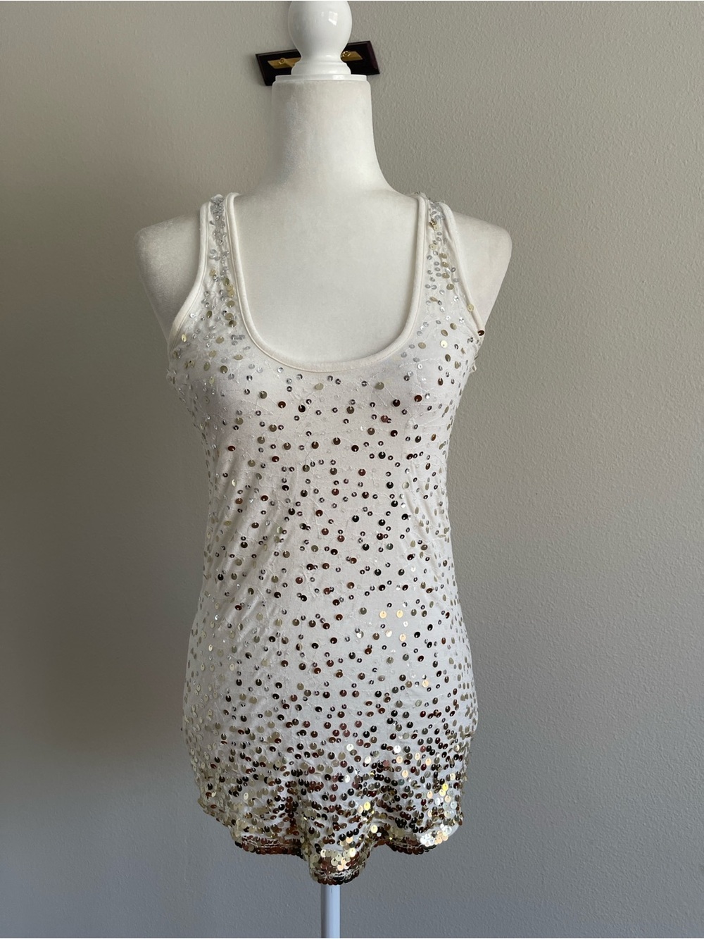 Arden B Cream Ribbed Scoop Neck Tank